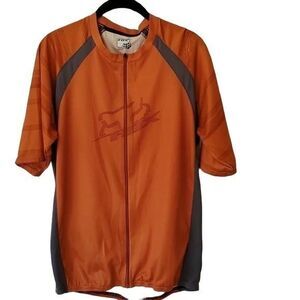 Fox Mens Shirt Burnt Orange M Bike Cycling Jersey Short Sleeve Zip Up